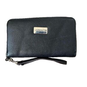 Liz Claiborne Black Leather Wallet with Wrist Strap